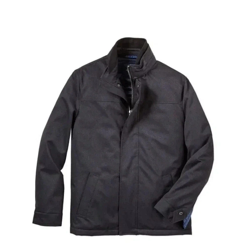 Hart Schaffner Marx Coat Men’s Large Stokes Zip-Front Jacket with Knit Collar